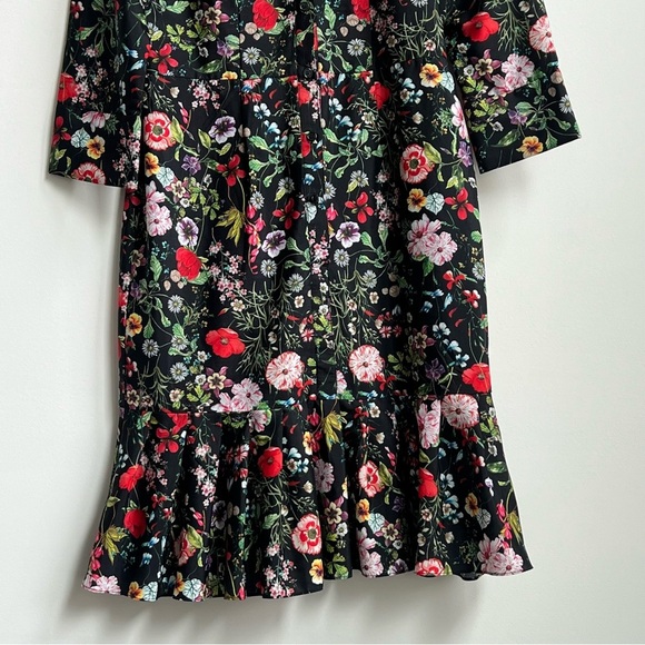 Adrianna Papell Button Collared Dress size 6 floral Bloom wedding Ruffle Money - Picture 5 of 12